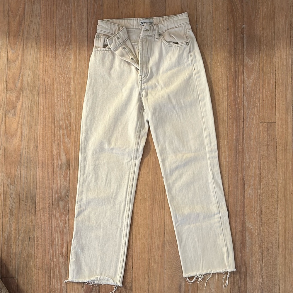 Zara, Cream Jeans, Size 2